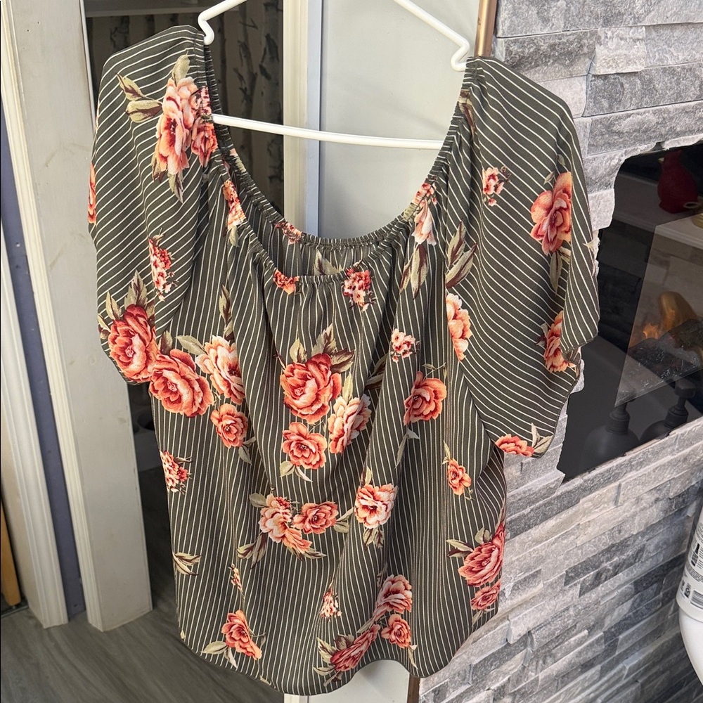 Floral Striped Women's Blouse